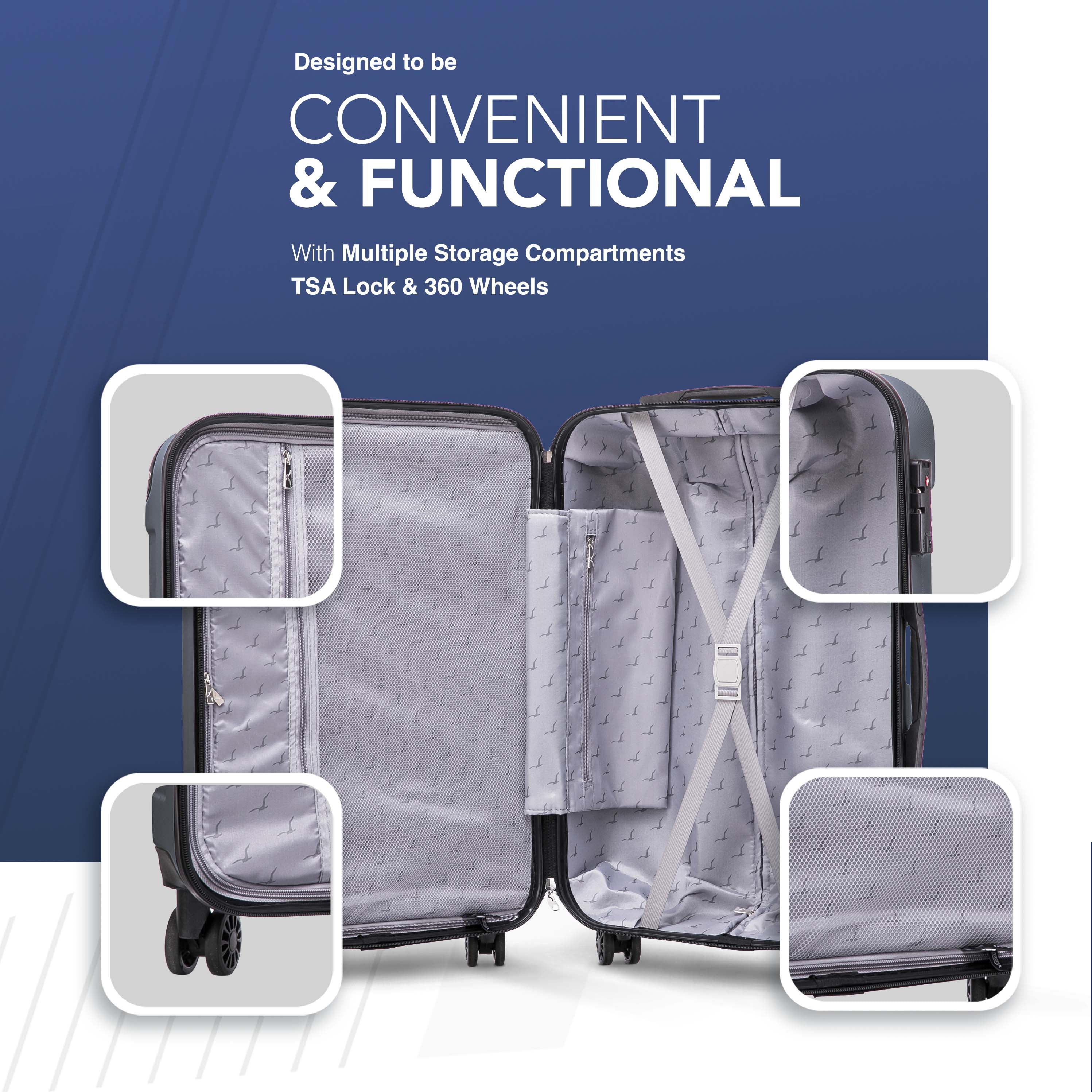 Skywander 20" Cabin Suitcase - 55 x 35 x 23cm in Silver - Image 3