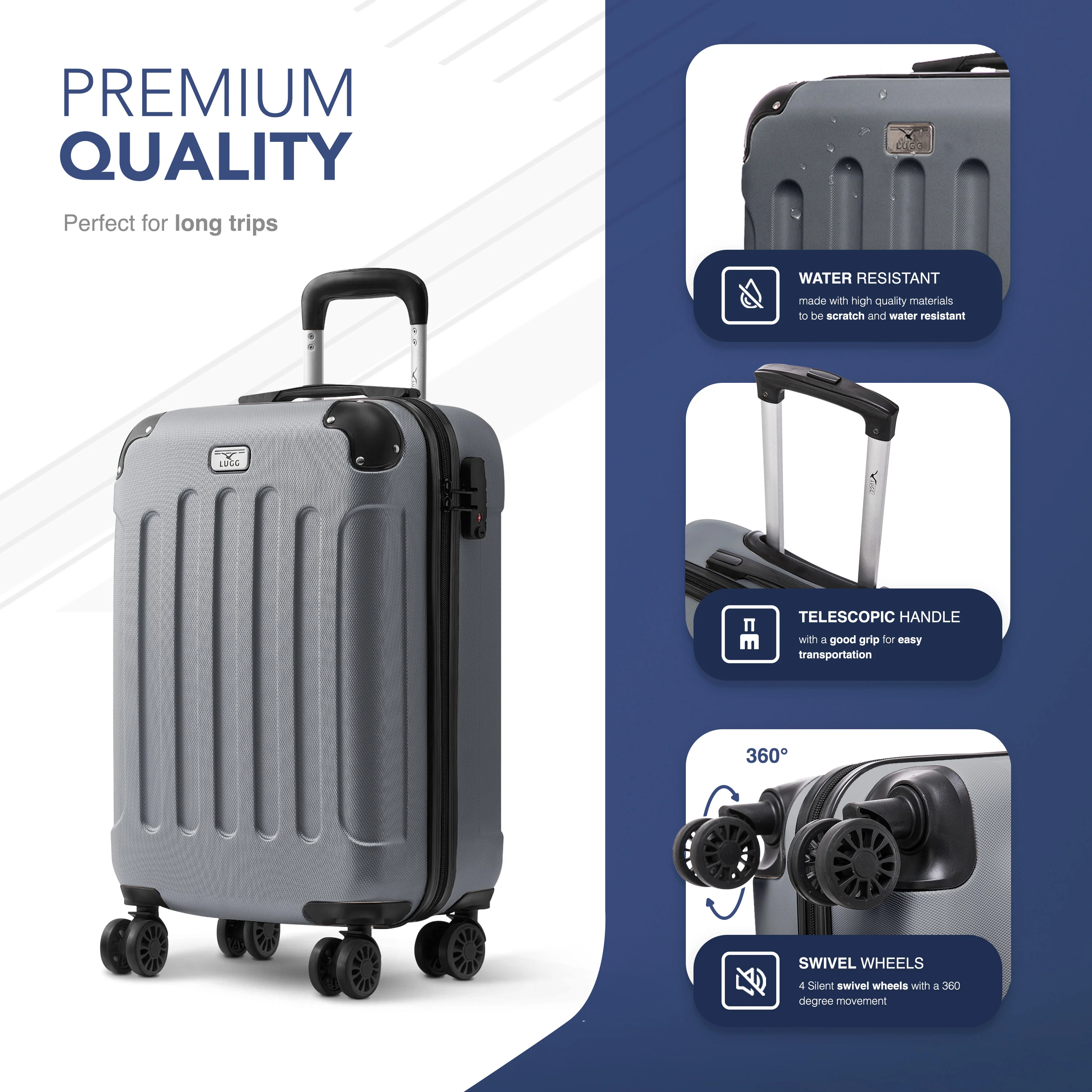 Skywander 20" Cabin Suitcase - 55 x 35 x 23cm in Silver - Image 6